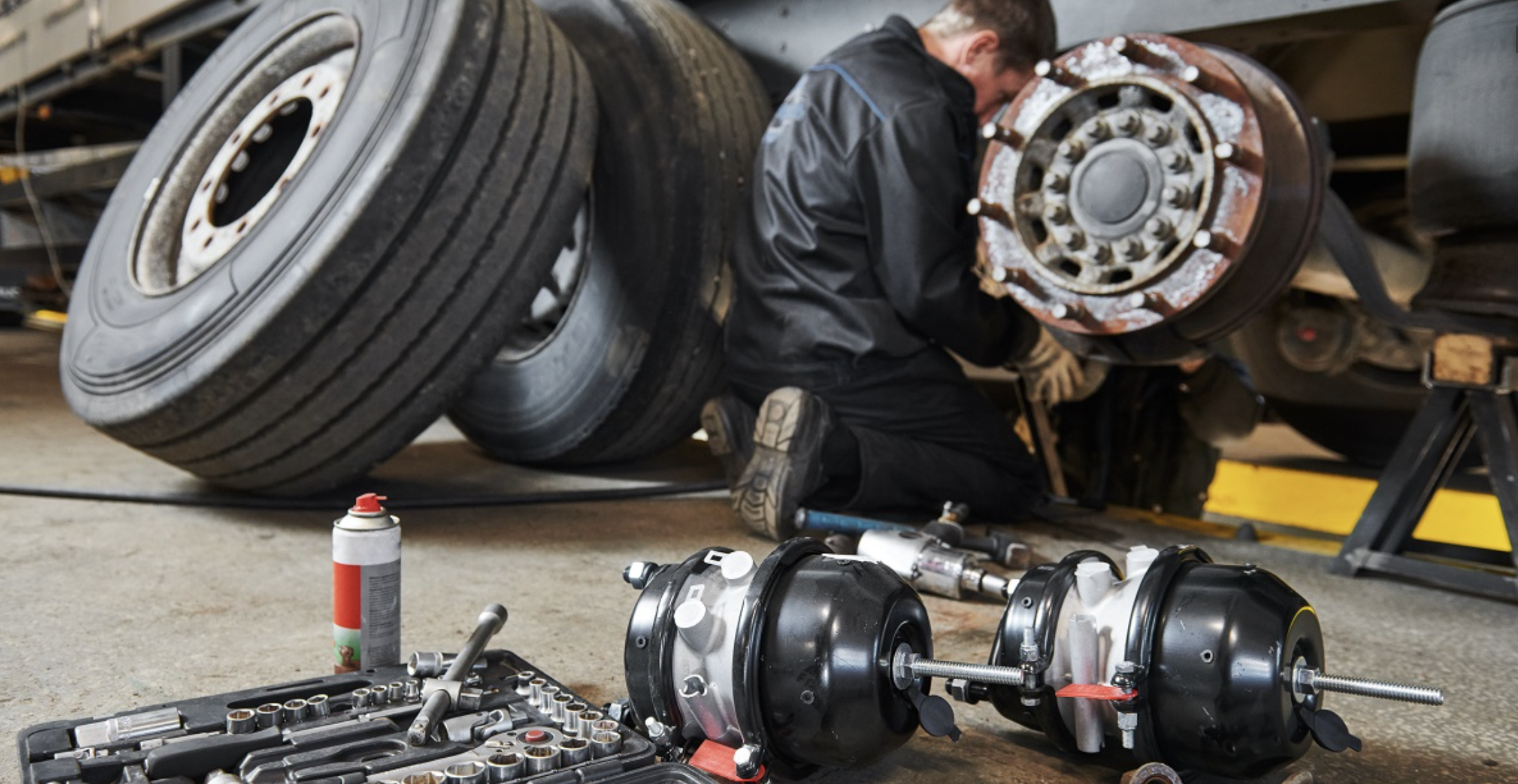 this image shows truck brake service in Danbury, CT